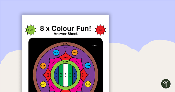 Colour by Number - 8 x Multiplication Facts teaching resource