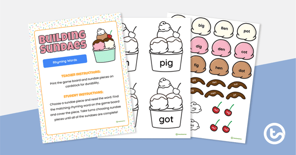 Preview image for Building Sundaes - Rhyming Words - teaching resource