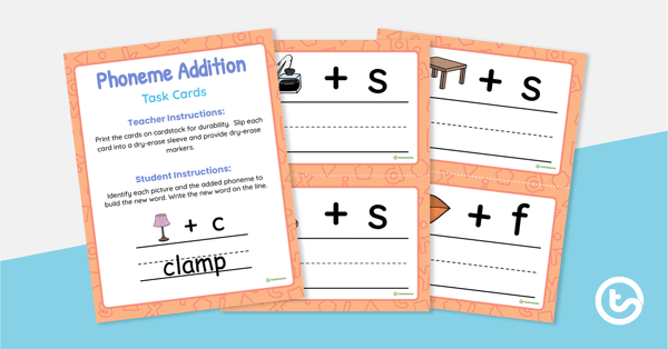 Phoneme Addition Task Cards teaching resource