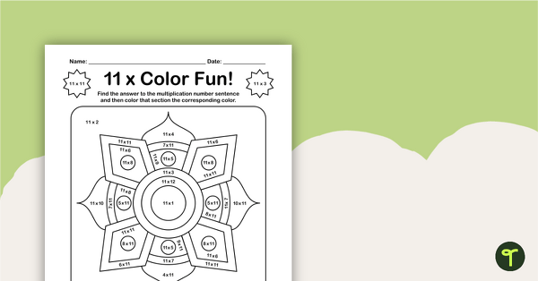 Go to Color by Number - Multiplication Facts of 11 teaching resource