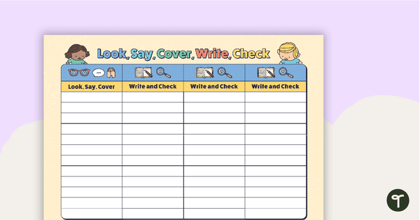 Image of Look, Say, Cover, Write, Check Template (12 Words)