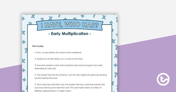 I Have, Who Has? – Early Multiplication Game teaching resource