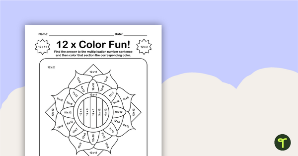 Go to Color by Number - Multiplication Facts of 12 teaching resource