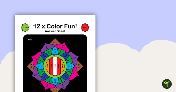 Color by Number - Multiplication Facts of 12 teaching resource