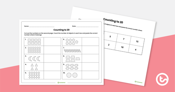 Go to Counting to 20 - Cut and Paste Worksheet teaching resource