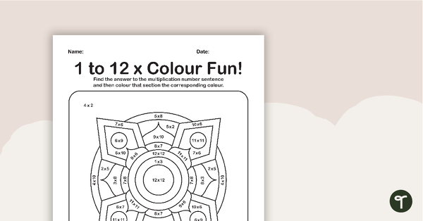 Colour by Number - Mixed 1 - 12 Multiplication teaching resource