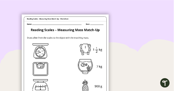 Image of Reading Scales – Measuring Mass Match-Up Worksheet