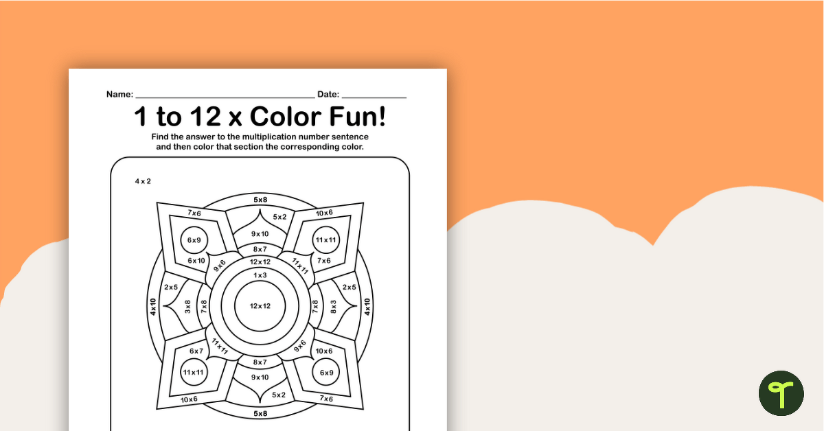 Color by Number – Multiplication Fact Practice (Mixed) teaching resource