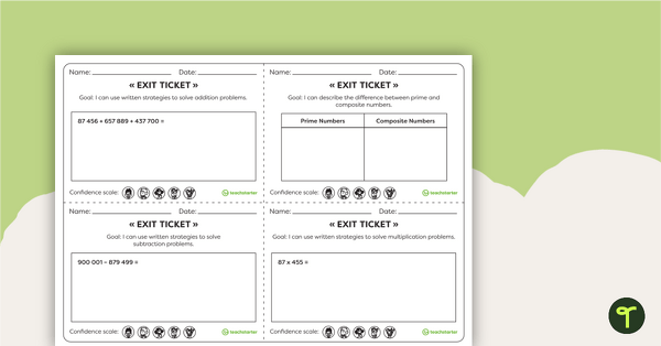 Year 6 Numeracy Exit Tickets – Worksheets teaching resource