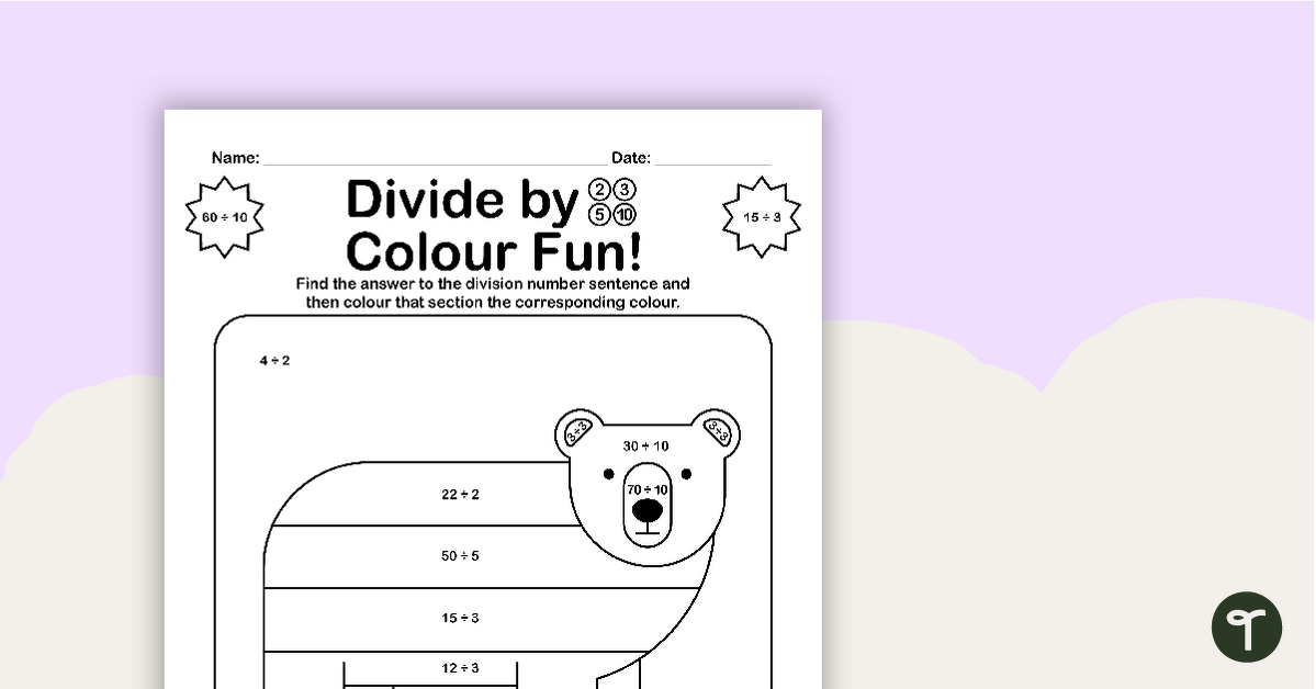 Colour by Number - 2, 3, 5, 10 Division teaching resource