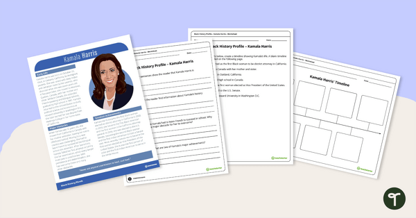 Preview image for Black History Profile: Kamala Harris - Comprehension Worksheet - teaching resource