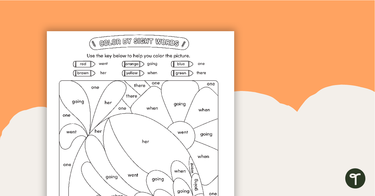 Color by Sight Words - 6 Words - Chicken teaching-resource