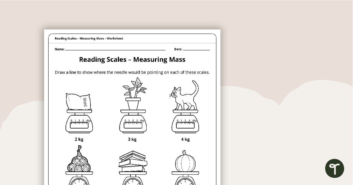 Reading Scales – Measuring Mass Worksheet teaching resource