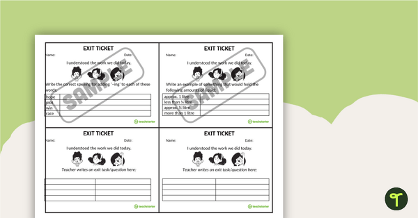 Editable Exit Tickets – Template teaching resource