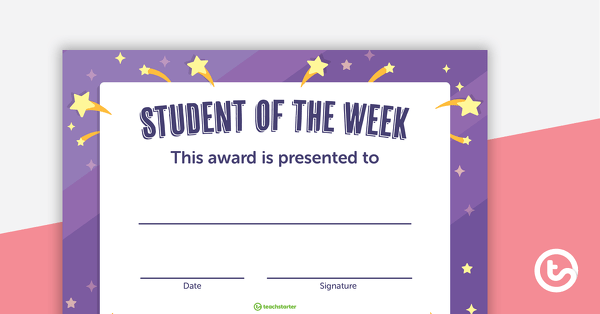 Student of the Week Certificate – Lower Grades teaching resource