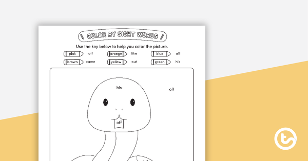 Go to Color by Sight Words - 6 Words - Snake teaching resource