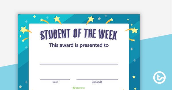 Student of the Week Certificate – Upper Grades teaching resource