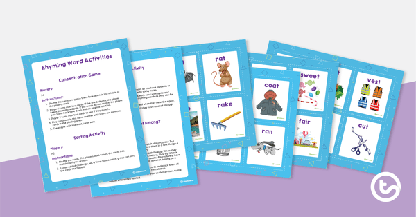 Preview image for Rhyming Word Activity Cards - teaching resource