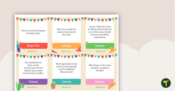 Preview image for Frida's Fiesta Stimulus – Task Cards - teaching resource