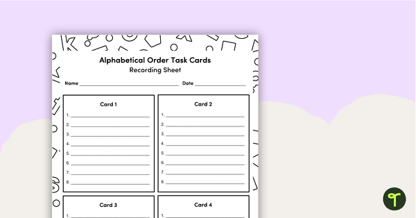 Alphabetical Order Task Cards – Set 2 teaching resource