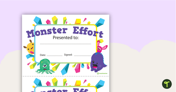 Go to Monster Madness - Award Certificate teaching resource
