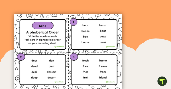 Preview image for Alphabetical Order Task Cards – Set 3 - teaching resource