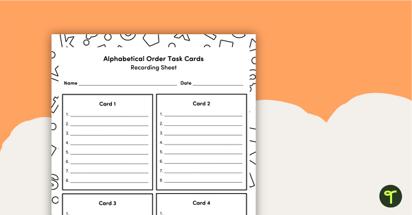 Alphabetical Order Task Cards – Set 3 teaching resource
