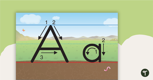 Preview image for Handwriting Posters - Dirt, Grass, and Sky Background With Arrows - teaching resource