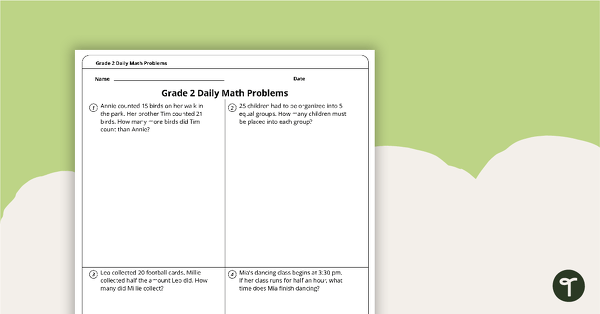 Preview image for Daily Math Word Problems - Grade 2 (Worksheets) - teaching resource