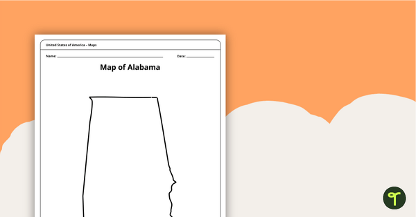 Alabama State Map Template teaching resource