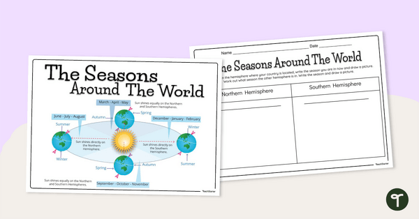 The Seasons Around the World Posters and Worksheet teaching resource