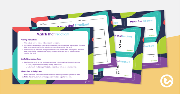 Match That Fraction! – Number Line Activity teaching resource