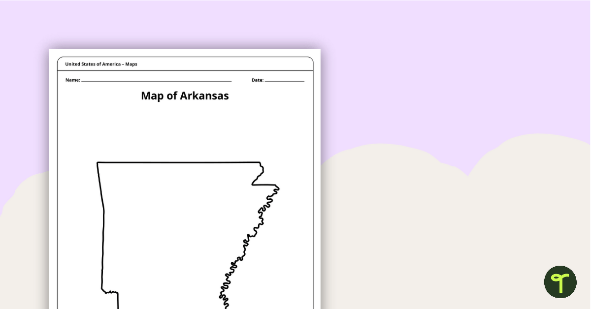 Map of Arkansas Template teaching resource