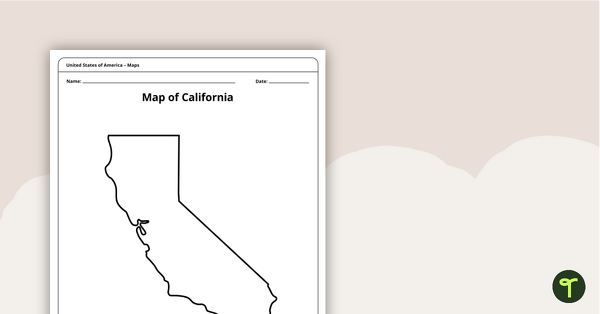 Go to Blank Map of California Template teaching resource