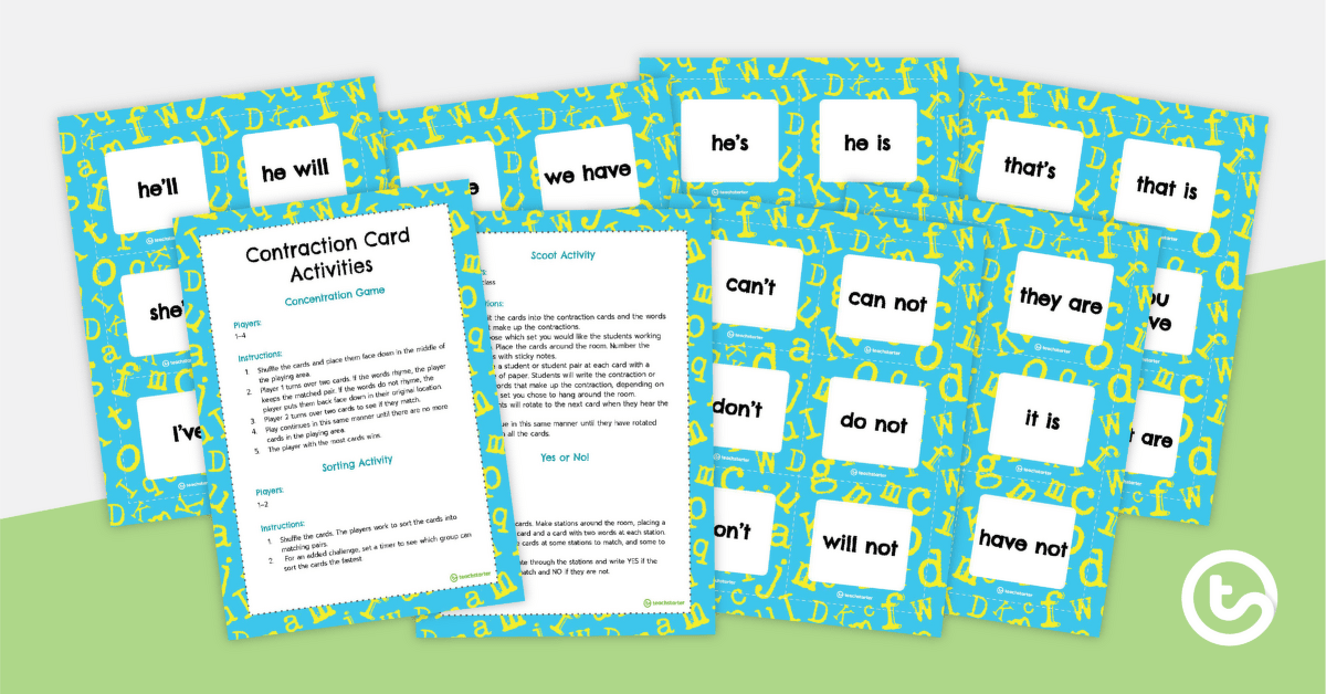 Contraction Activity Cards teaching resource