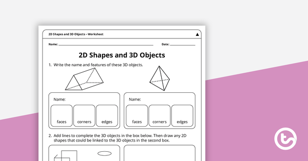 2d shapes and 3d objects worksheets teach starter