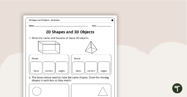 Image of 2D Shapes and 3D Objects – Worksheets
