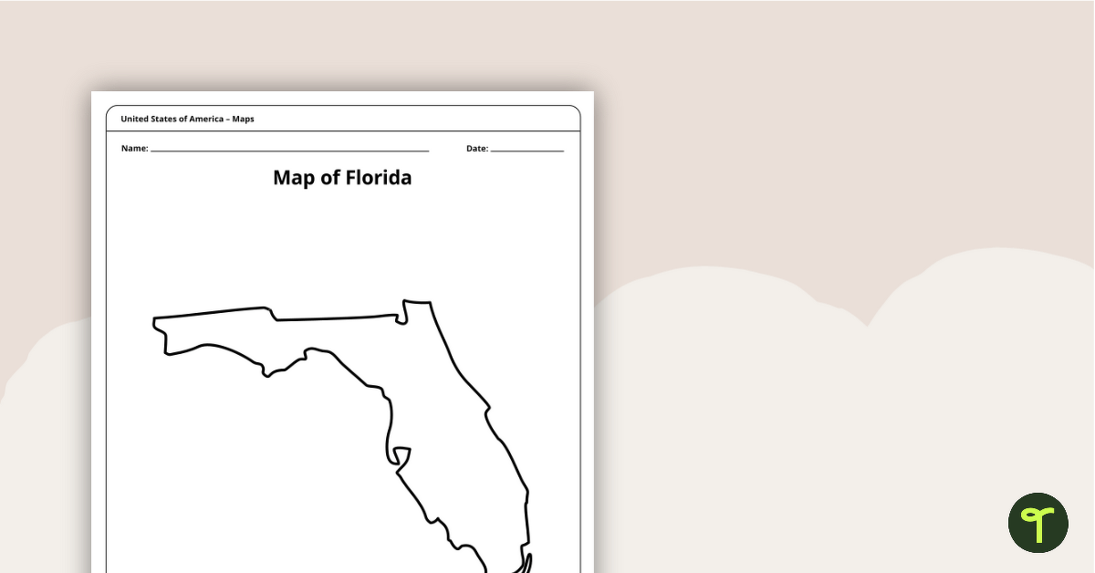 Map of Florida Template teaching resource