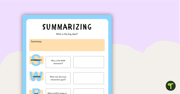 预览我age for Summarizing Graphic Organizer - teaching resource