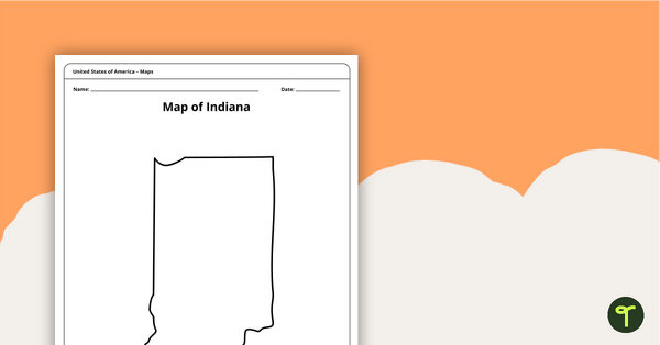 Map of Indiana Template teaching resource