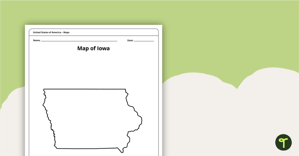 Map of Iowa Template teaching resource