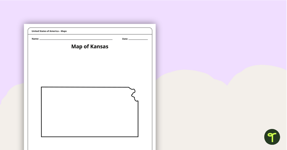 Blank Map of Kansas Template teaching resource