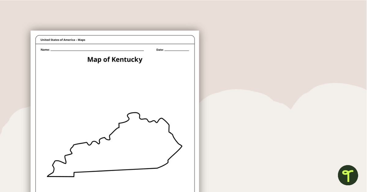 Map of Kentucky Template teaching resource
