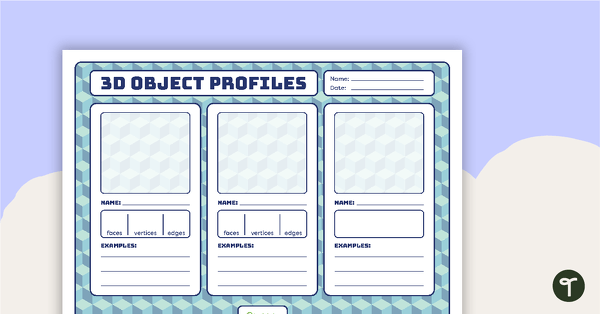 3D Object Profiles – Template teaching resource