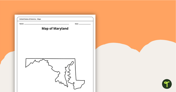 Preview image for Map of Maryland Template - teaching resource