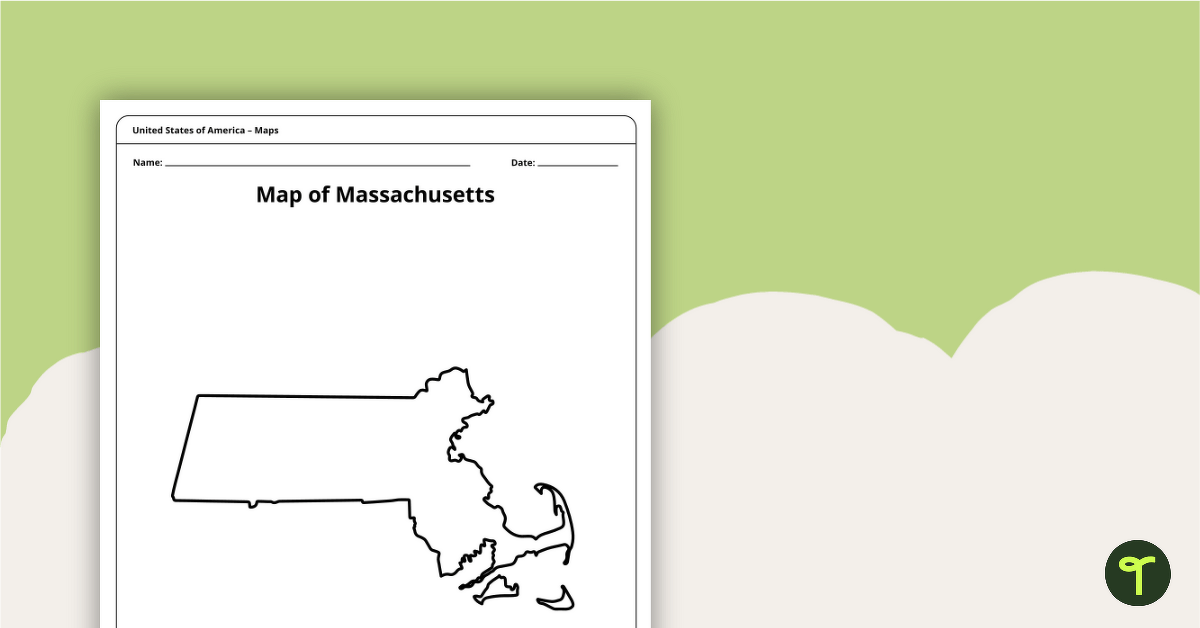 Map of Massachusetts Template teaching resource