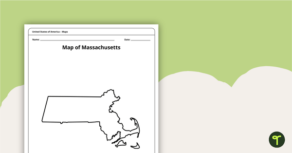 Preview image for Map of Massachusetts Template - teaching resource