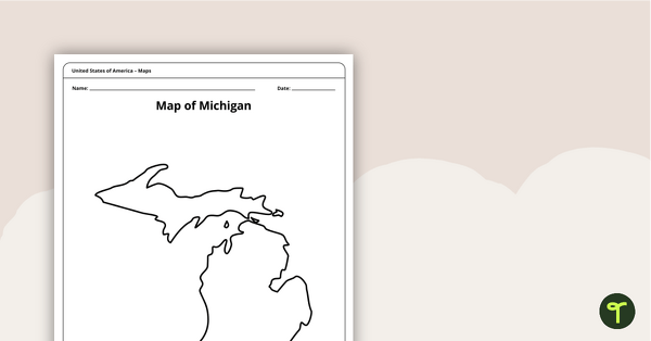 Preview image for Map of Michigan Template - teaching resource