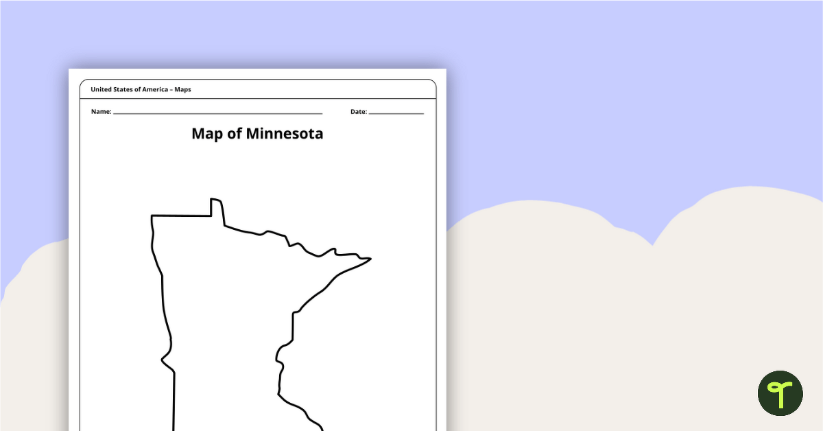 Map of Minnesota Template teaching resource