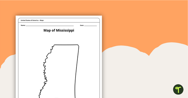 Map of Mississippi Template teaching resource